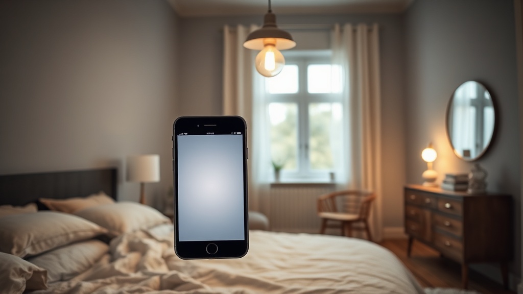 Aplikacja na telefonie z harmonogramem oświetlenia dla salonu i sypialni