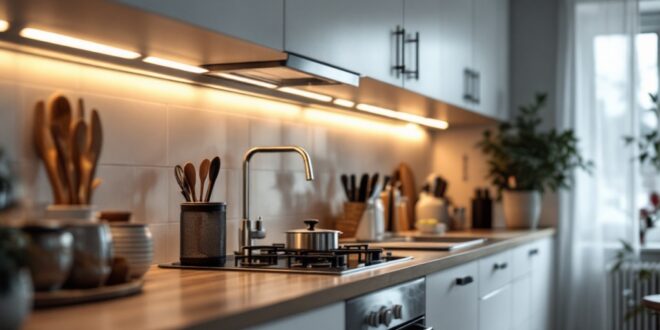 Oświetlenie kuchni w bloku: LED pod szafkami i lampa nad wyspą – poradnik